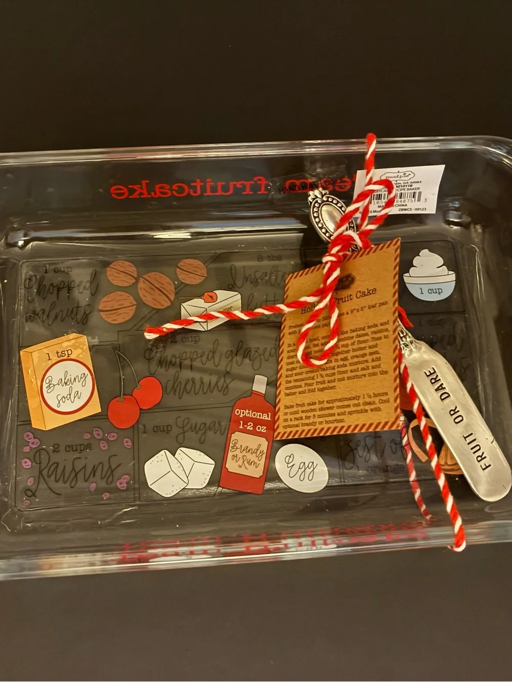 Mud Pie Holiday Santa Hat Serving Board and Glass Baking Dish Set - Red &